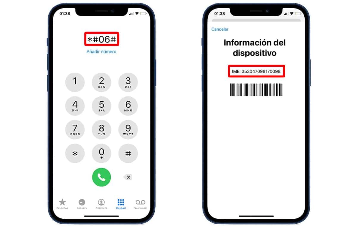 C&oacute;mo obtener el IMEI en iPhone marcando *#06#