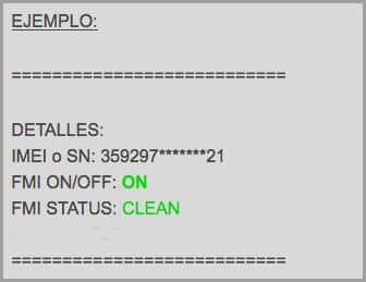 Ejemplo Resultado Check iCloud Black Clean