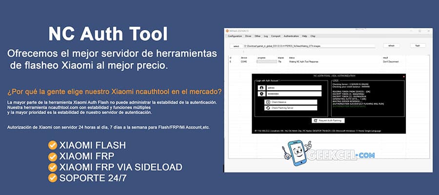 Creditos de Servidor NC Auth Tool Xiaomi imagen principal