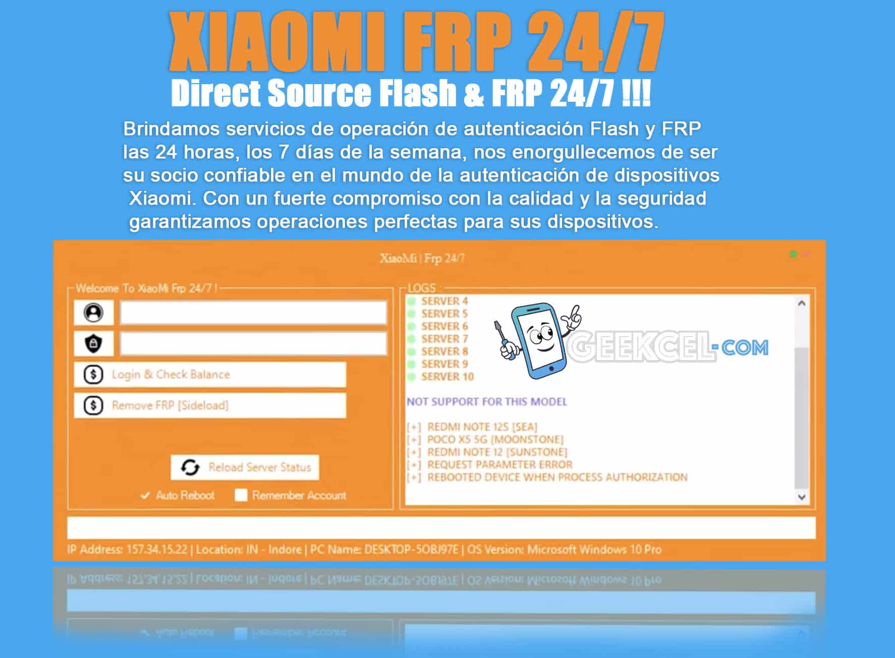 Cr&eacute;ditos Xiaomi Authentication Tool 24/7 FRP & Auth Flash imagen principal