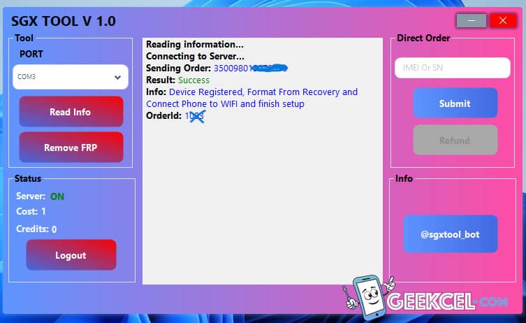 Creditos SGX Tool FRP Samsung imagen principal