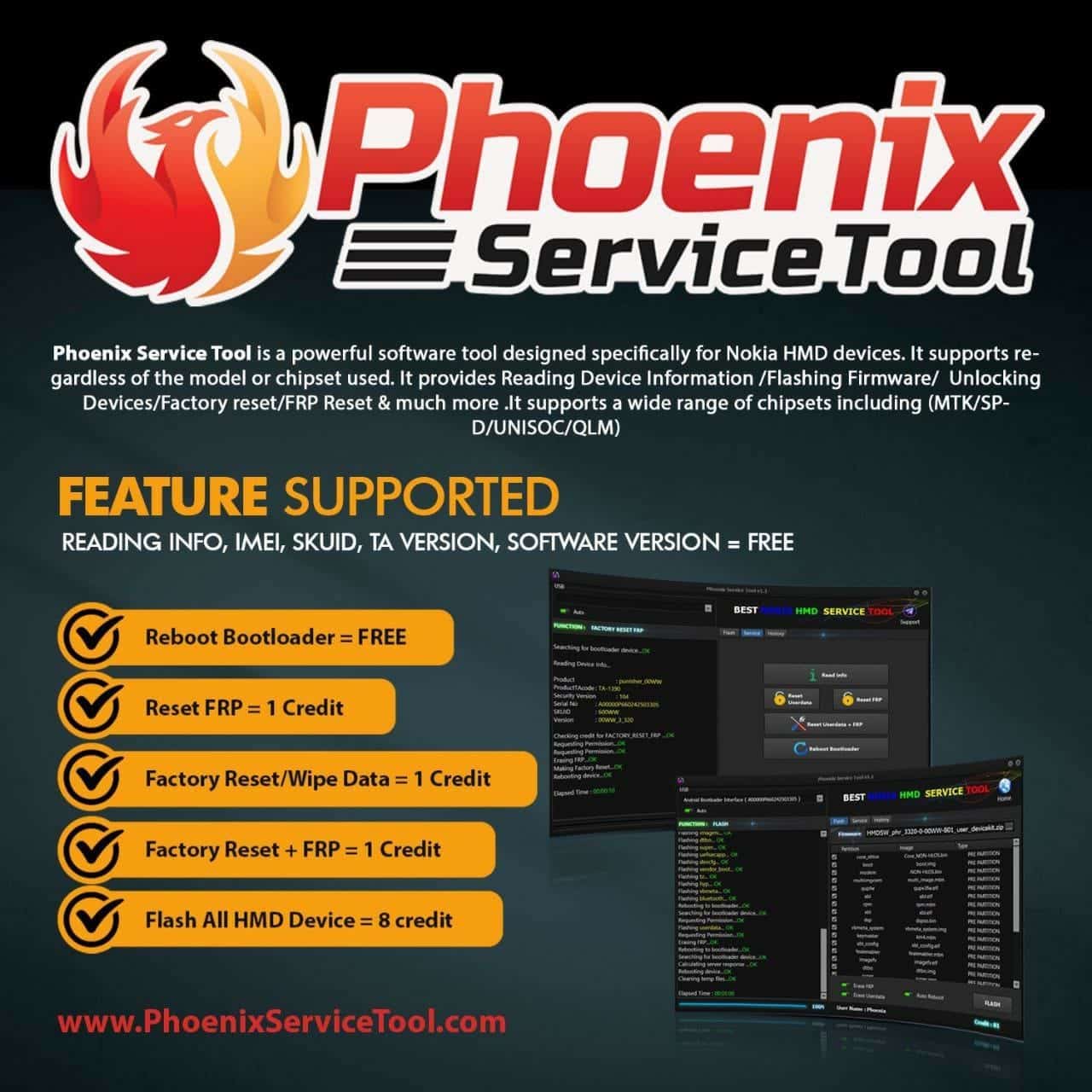 Créditos Phoenix Service Tool para Nokia HMD imagen principal